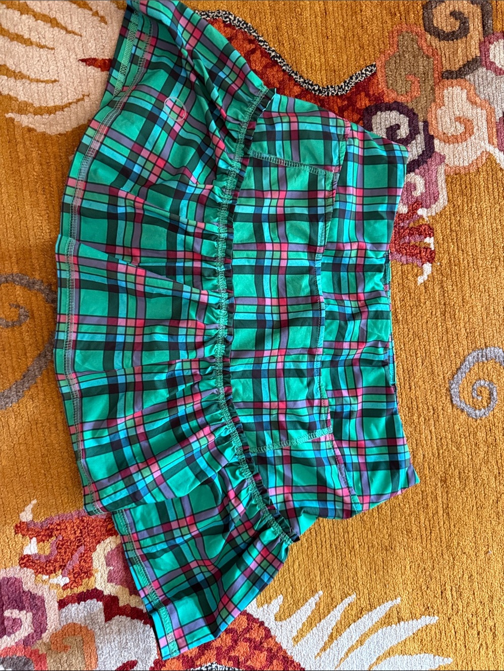 Green Plaid Ruffle Mini Skirt - Women's